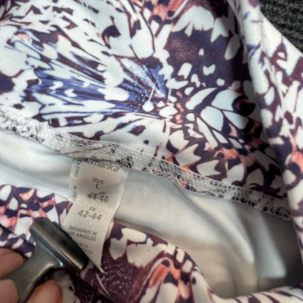Marika Butterfly Print Leggings Womens L Purple White Mesh Pocket Yoga Athletic